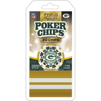 MasterPieces Casino Style 20 Piece 11.5 Gram Poker Chip Set NFL Green Bay Packers Gold Edition