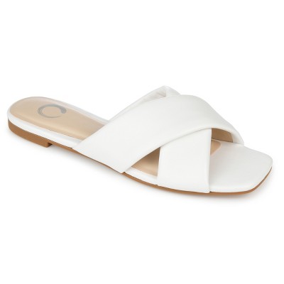 Journee Collection Womens Carlotta Slide Flat Sandals White 8 : Target