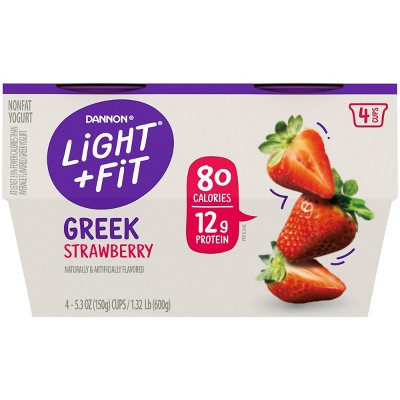 Light + Fit Nonfat Gluten-free Strawberry Greek Yogurt - 4ct/5.3oz Cups ...