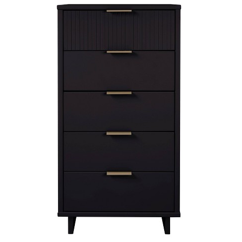 Granville Tall Modern 5 Drawer Dresser Black - Manhattan Comfort : Target