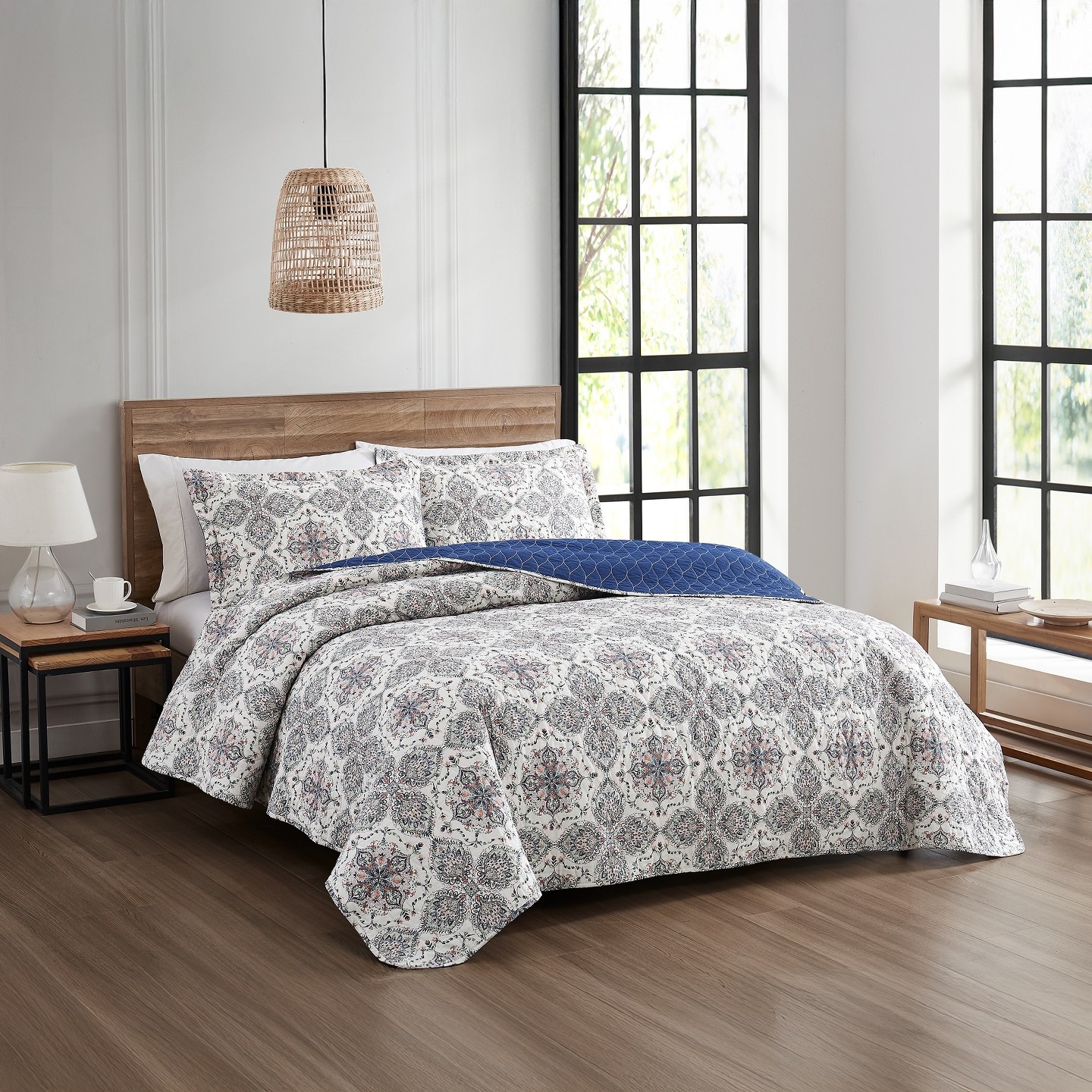 Комплект с покрывалом Modern Threads Soren 2-Piece Reversible Cotton Floral Quilt Set, цвет: С принтом — фото 1