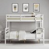 MAYEERTY Twin over Full Bunk Bed with Ladder, Wooden Bed Frame with High Guardrail and Ladder for Kids, No Box Spring Needed, White - 2 of 4