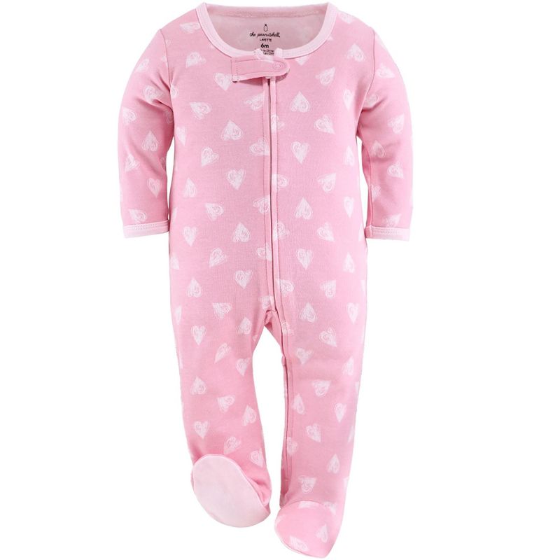 The Peanutshell Footed Baby Sleepers for Girls, Cheetah & Pink Hearts, 3-Pack, Newborn to 12 Month Sizes, 5 of 8