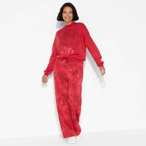 Women's Strawberry Shortcake Fleece Graphic Pullover Sweatshirt - Red - 1 of 3