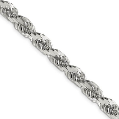Black Bow Jewelry Men's 8mm Sterling Silver D/C 8 Sided Solid Rope Chain Necklace