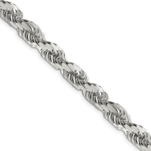 Black Bow Jewelry Men's 8mm Sterling Silver D/C 8 Sided Solid Rope Chain Necklace - 1 of 4