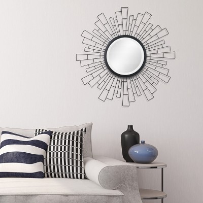 23.5" x 23.5" Metal Geometric Sunburst Decorative Wall Mirror - Stonebriar Collection
