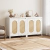 31 Inch Small Sideboard Buffet Cabinet with Glass Doors Adjustable Shelf and Black Finish Natural - 2 of 4