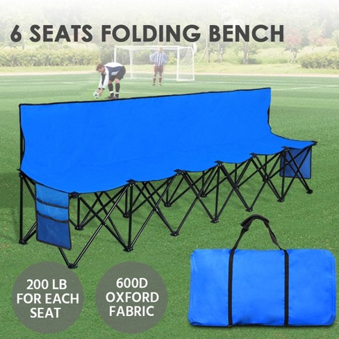 Yaheetech 6 Seats Portable Folding Bench For Sports Camping Blue