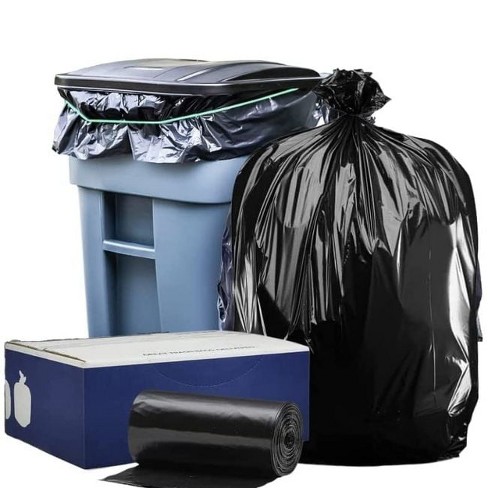 Plasticplace 95-96 Gallon Trash Bags on Rolls, Black (50 Count)