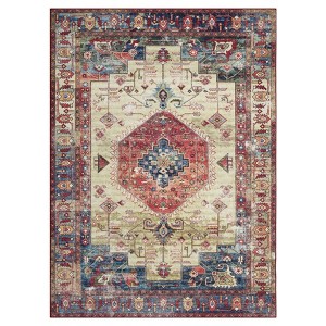 Acekool Area & Runner Rug, Machine Washable, Non-Slip, Low Pile, Soft Indoor Floor Mat for Hallway, Entryway, Bedroom, Brick Red - 1 of 4