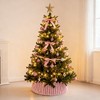 Orieon Luxury Pink Plush Christmas Tree Collar - Striped Faux Fur Tree Skirt, Fits 4-6 ft Trees, 23-28" Adjustable Diameter - 2 of 4