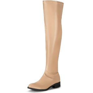 Allegra K Women's Zipped Low Block Heel Over Knee High Fashion Boots - 1 of 4