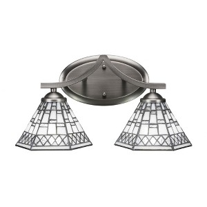 Toltec Lighting Zilo 2 - Light Vanity in  Graphite with 7" Pewter Art Glass Shade - 1 of 1