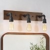 LNC Sabrina 22.2-in 3-Lights Brown Wood and Matte Black Farmhouse Vanity  Lights - 2 of 4
