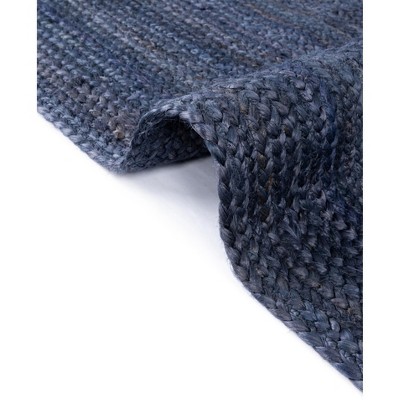 Handmade Navy Blue Reversible Wool Rectangular Rug