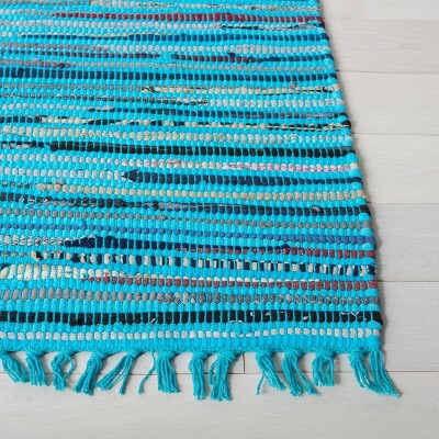 Handwoven Light Blue Cotton Rectangular Area Rug 2' x 3'