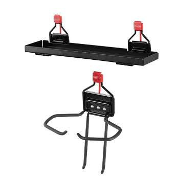 Rubbermaid Outdoor Metal Backyard Storage Accessories Shelf, Black (2 Pack)  And Rubbermaid Storage Shed Mounted Power Tool Holder Accessory (2 Pack) :  Target