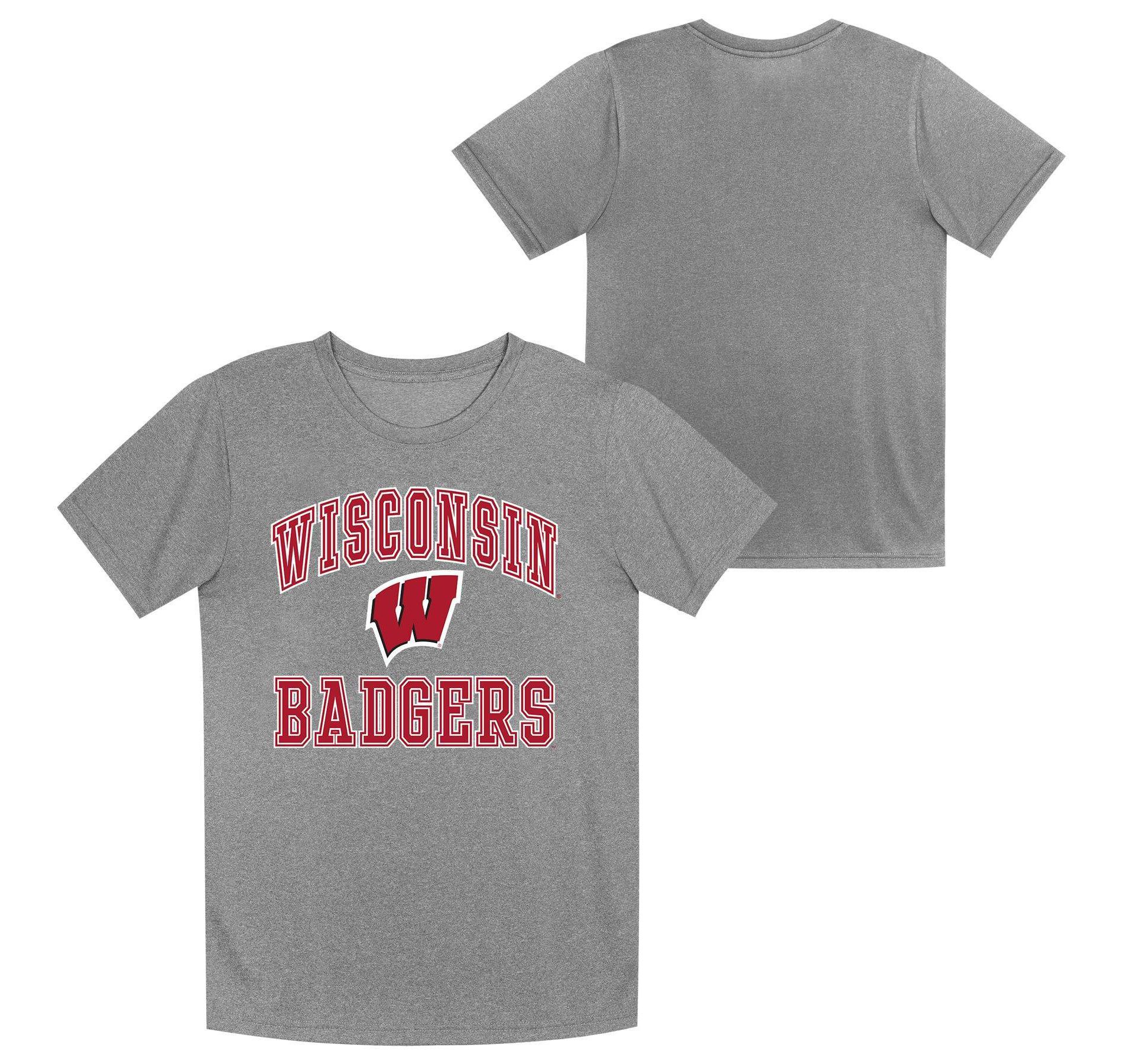NCAA Wisconsin Badgers Boys' Gray Poly T-Shirt