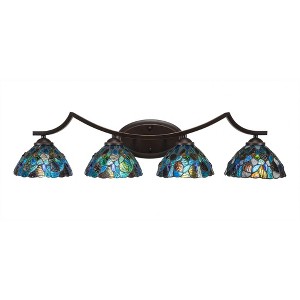 Toltec Lighting Zilo 4 - Light Vanity in  Dark Granite with 7" Blue Mosaic Art Glass Shade - 1 of 1