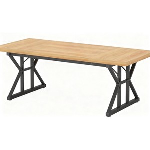 Gulches Home Charm Series Modern Farmhouse Vintage Brown White Thick Solid Wood 70 in Trestle Base Dining Table Seats 6 - 1 of 4