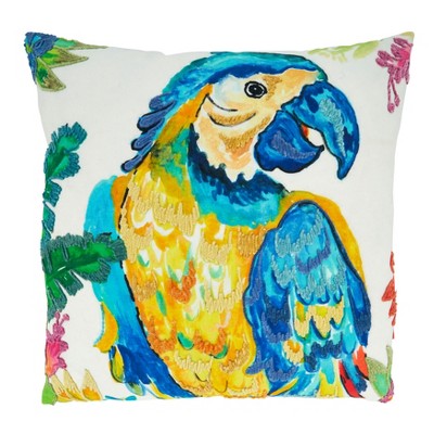 Saro Lifestyle Parrot Pillow - Down Filled, 20" Square, Multi