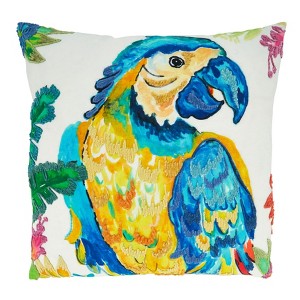 Saro Lifestyle Parrot Pillow - Down Filled, 20" Square, Multi - 1 of 3