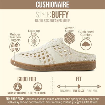 Женские кроссовки CUSHIONAIRE Buffy Woven Slip On Backless Sneaker Mules for Women, IVORY 9 — фото 2