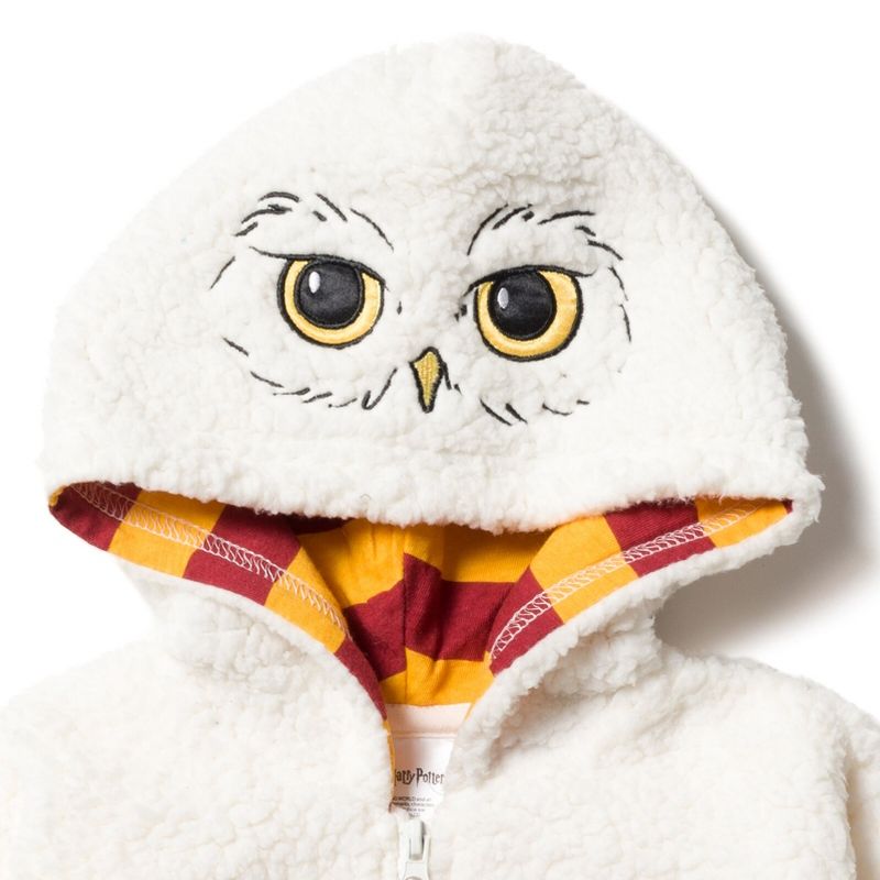 Harry Potter Hedwig Owl Fleece Zip Up Costume Hoodie Newborn to Toddler, 4 of 8