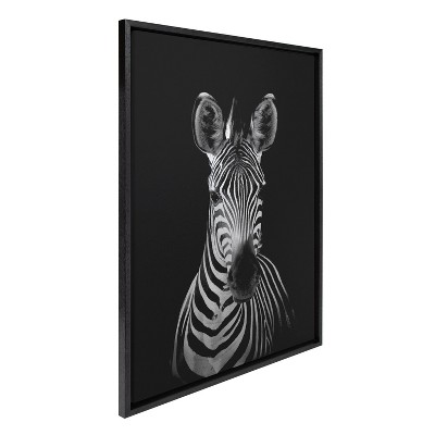 Kate & Laurel All Things Decor 23"x33" Sylvie Zebra Portrait Art: Floating Frame, Modern Decor