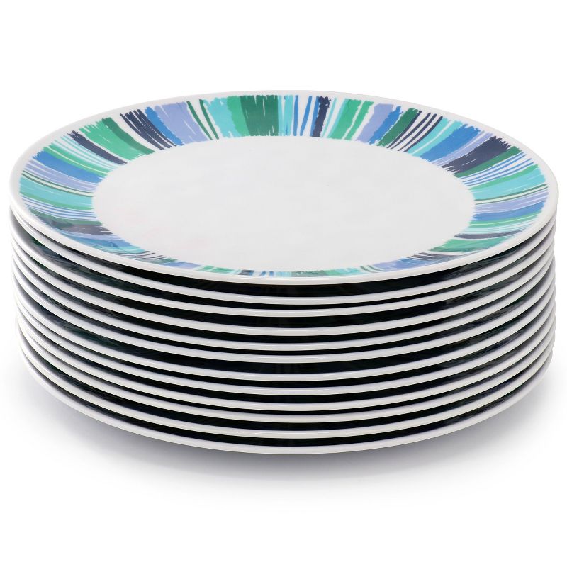 Gibson Home Tropical Sway Orleans 12 Piece 11 Inch Melamine Dinner Plate Set in Blue, 2 of 5