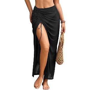 AI'MAGE Women's Sarong Swimsuit Cover Up Sheer Mesh Beach Coverup Skirt Long Bikini Wrap for Swimwear S-XXL - 1 of 3