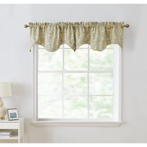HLC.ME Paris Paisley Rod Pocket Short Scalloped Curtain Valance Basement, Bathroom, Kitchen and Small Windows - 1 of 4