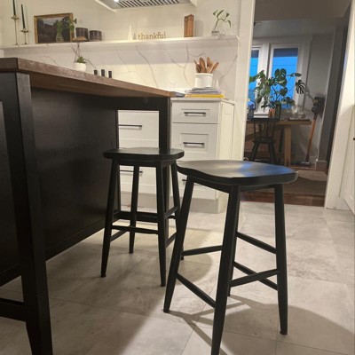 Haddonfield All Wood Backless Counter Height Barstool Black Threshold Designed With Studio Mcgee Solid Painted Rubberwood 24 Target