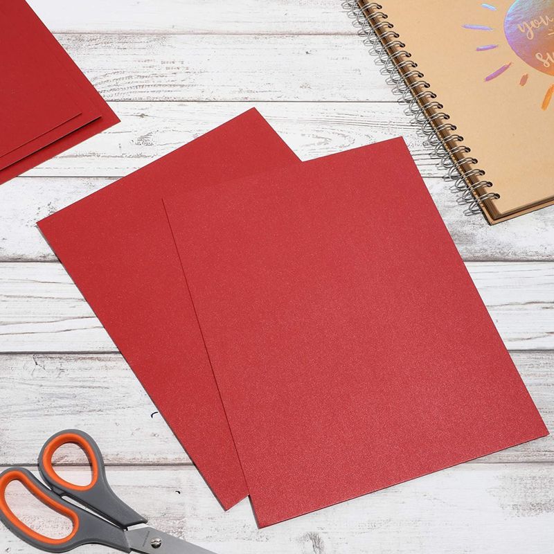 Paper Junkie 50-Pack Red Shimmer Cardstock Paper, Metallic Paper for Arts and Crafts (8.5 x 11 in), 2 of 6