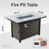 XIZZI Adjustable Flame Metal Fire Pit Table with Gray Tile Top, Lava Rock & Dust Cover, Two Sizes Fire Table for Cozy Outdoor or Indoor Heating - 3 of 4