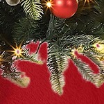 red background with white bow