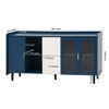 55" Green Kitchen Pantry Cabinet with Coffee Bar, 2 Drawers, 2 Open Shelves and 2 Glass Doors - Wood Buffet for Kitchen/Living Room - 4 of 4