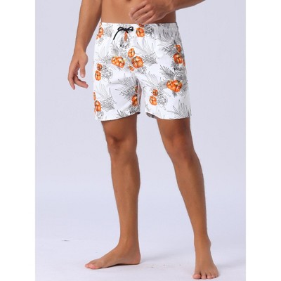 INSPIRE CHIC Men's Summer Hawaiian Pattern Drawstring Elastic Waist Mesh Lining Board Shorts White 28 — фото 2