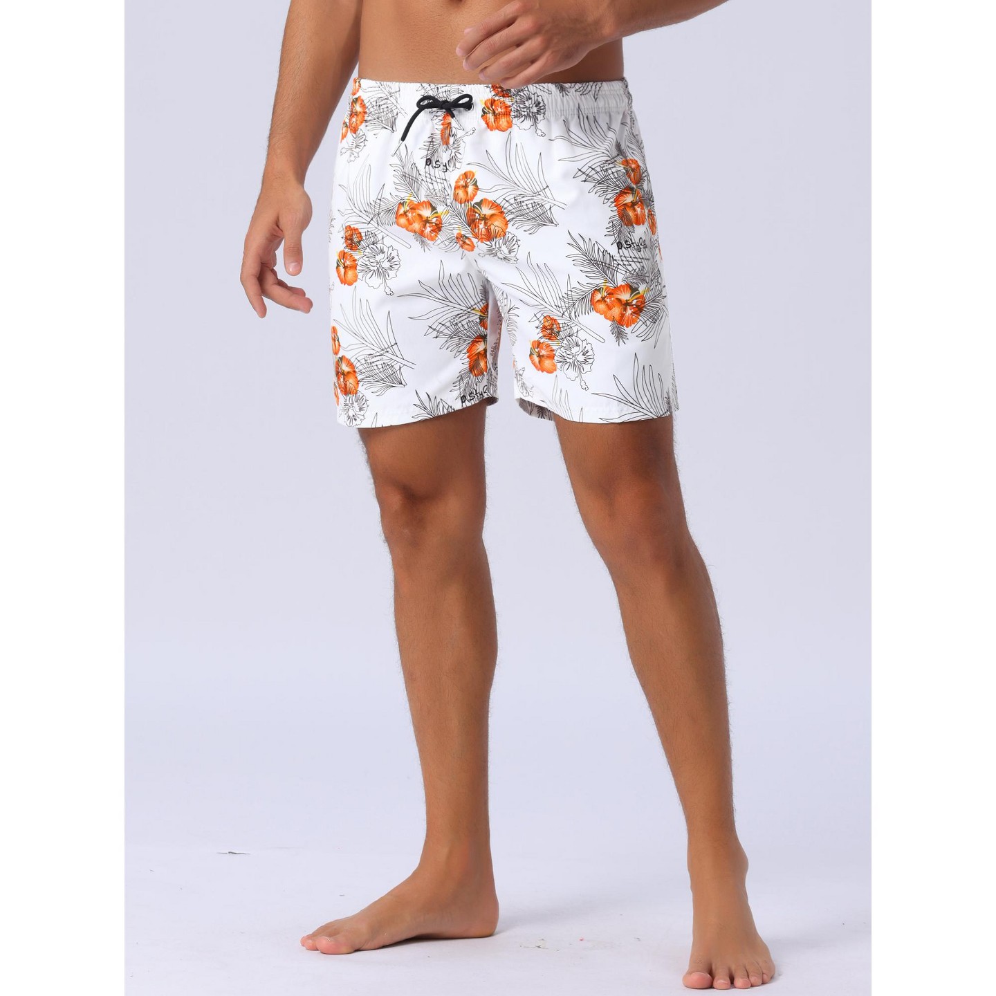 Мужские шорты INSPIRE CHIC Summer Hawaiian Pattern Drawstring Elastic Waist Mesh Lining Board Shorts White 28, цвет: Белый — фото 2