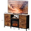 VINGLI Fireplace TV Stand Dresser with Fabric Drawer, Entertainment Center with LED Lights and Industrial TV Console Table with Open Storage Shelves - 2 of 4