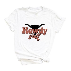 Simply Sage Market Women's Howdy Y'all Bull Short Sleeve Graphic Tee - 1 of 2