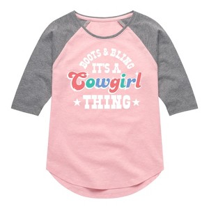 Girls' - Instant Message - It's A Cowgirl Thing Shirt Tail Raglan Graphic T-shirt - 1 of 4