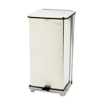 Rubbermaid Commercial Defenders Heavy-Duty Steel Step Can, 13 gal, Steel, Stainless Steel