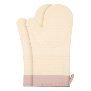 REGALWOVEN Heat Resistant Silicone Thick Cotton Lining Oven Mitts 13 x 7.5 Inch 2 Pcs - 1 of 4