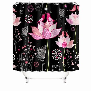 Bird And Lotus Shower Curtains for Bathroom Waterproof Fabric Bath Curtain Durable Soft Stylish Bathroom Decor 72x72 Inch - 1 of 1