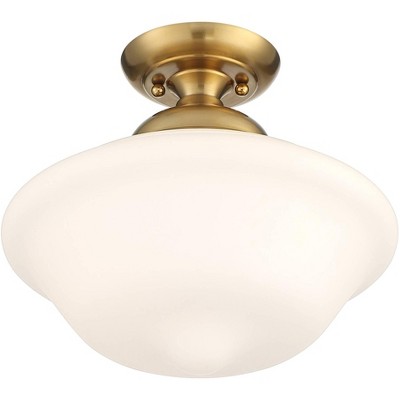Elegant 15" Gold Frame Schoolhouse Glass Bowl Ceiling Light