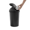 LunaLulinlk 3 gal Plastic Round Swing Top Bathroom Trash Can, Black - 4 of 4