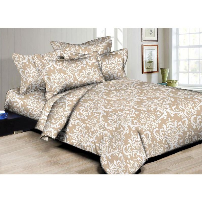 Circles Home 300TC Deluxe Damask Taupe Duvet Set, 1 of 4