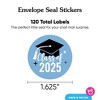 Big Dot of Happiness Class of 2025 Light Blue Grad Envelope Seal Stickers, Round Circle Stickers to Seal Cards, Graduation Envelope Seals, 120 Count - 3 of 4